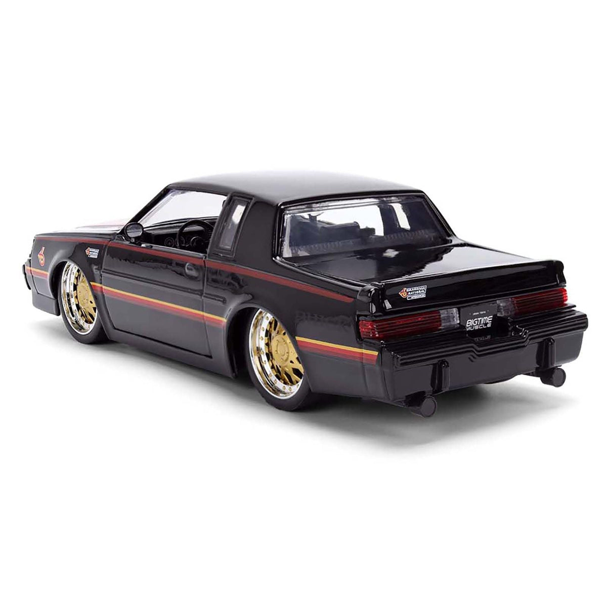 1987 Buick Grand National Black with Matt Red Hood and Stripes "Bigtime Muscle" Series 1/24 Diecast Model Car by Jada-Jada-ModelCars.com