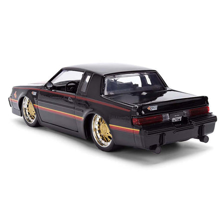 1987 Buick Grand National Black with Matt Red Hood and Stripes "Bigtime Muscle" Series 1/24 Diecast Model Car by Jada-Jada-ModelCars.com