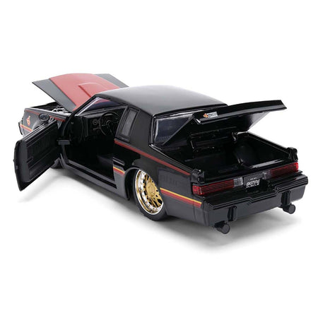 1987 Buick Grand National Black with Matt Red Hood and Stripes "Bigtime Muscle" Series 1/24 Diecast Model Car by Jada-Jada-ModelCars.com
