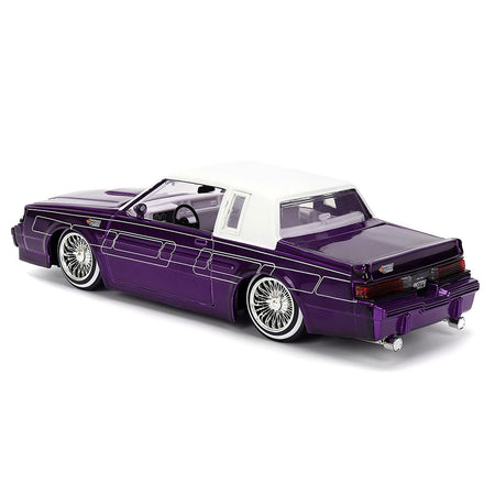 1987 Buick Grand National Candy Purple with Graphics and White Top and Interior "Bigtime Muscle" Series 1/24 Diecast Model Car by Jada-Jada-ModelCars.com