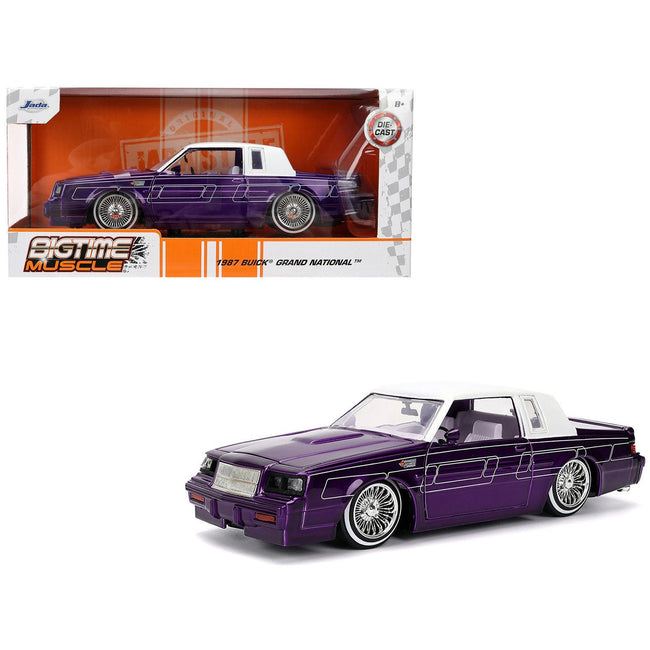 1987 Buick Grand National Candy Purple with Graphics and White Top and Interior "Bigtime Muscle" Series 1/24 Diecast Model Car by Jada - Jada - ModelCars.com