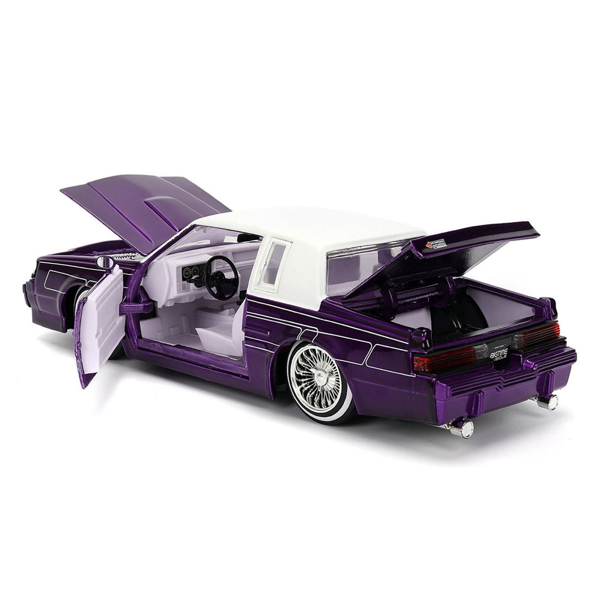 1987 Buick Grand National Candy Purple with Graphics and White Top and Interior "Bigtime Muscle" Series 1/24 Diecast Model Car by Jada-Jada-ModelCars.com
