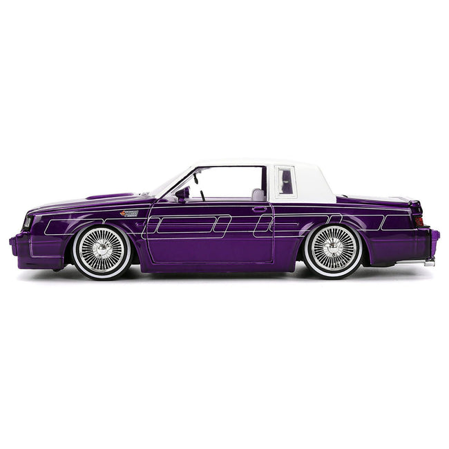 1987 Buick Grand National Candy Purple with Graphics and White Top and Interior "Bigtime Muscle" Series 1/24 Diecast Model Car by Jada - Jada - ModelCars.com