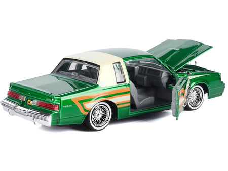 1987 Buick Regal 3.8 SFI Turbo Green Metallic and Cream with Graphics "Get Low" Series 1/24 Diecast Model Car by Motormax-Motormax-ModelCars.com