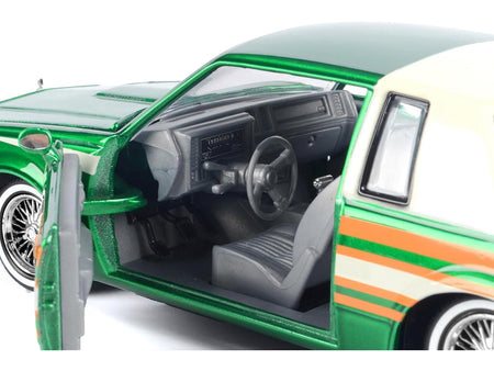 1987 Buick Regal 3.8 SFI Turbo Green Metallic and Cream with Graphics "Get Low" Series 1/24 Diecast Model Car by Motormax-Motormax-ModelCars.com