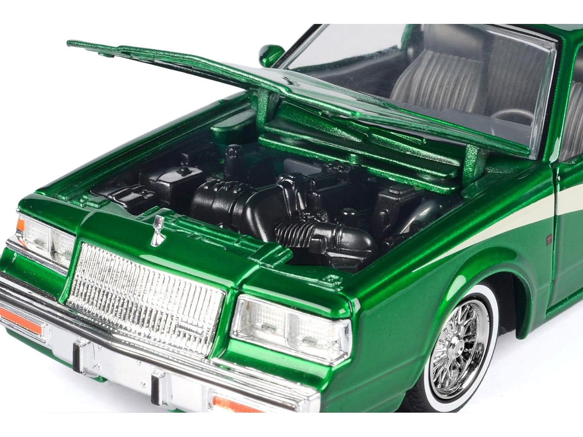 1987 Buick Regal 3.8 SFI Turbo Green Metallic and Cream with Graphics "Get Low" Series 1/24 Diecast Model Car by Motormax-Motormax-ModelCars.com