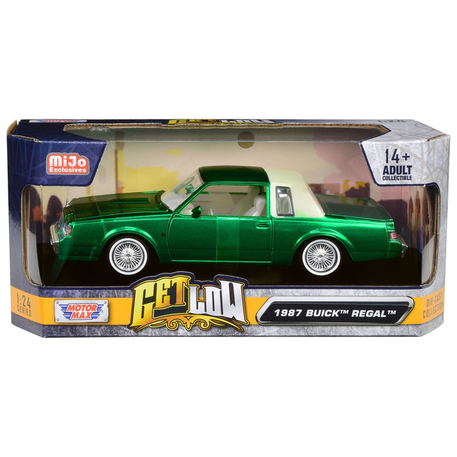 1987 Buick Regal Green Metallic with White Interior "Get Low" Series 1/24 Diecast Model Car by Motormax - Motormax - ModelCars.com