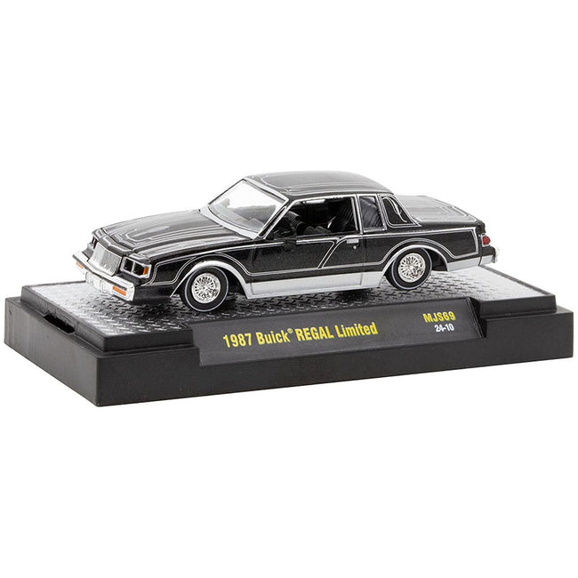 1987 Buick Regal Limited Lowrider Black with Silver Graphics "Lowriders" Limited Edition to 5500 pieces Worldwide 1/64 Diecast Model Car by M2 Machines-M2-ModelCars.com