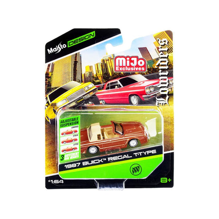 1987 Buick Regal T - Type Lowrider Copper Metallic with Rear Section of Roof Tan and Graphics "Lowriders" Series 1/64 Diecast Model Car by Maisto - Maisto - ModelCars.com