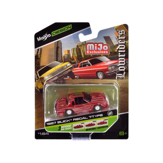1987 Buick Regal T - Type Lowrider Red Metallic with Graphics "Lowriders" "Maisto Design" Series 1/64 Diecast Model Car by Maisto - Maisto - ModelCars.com