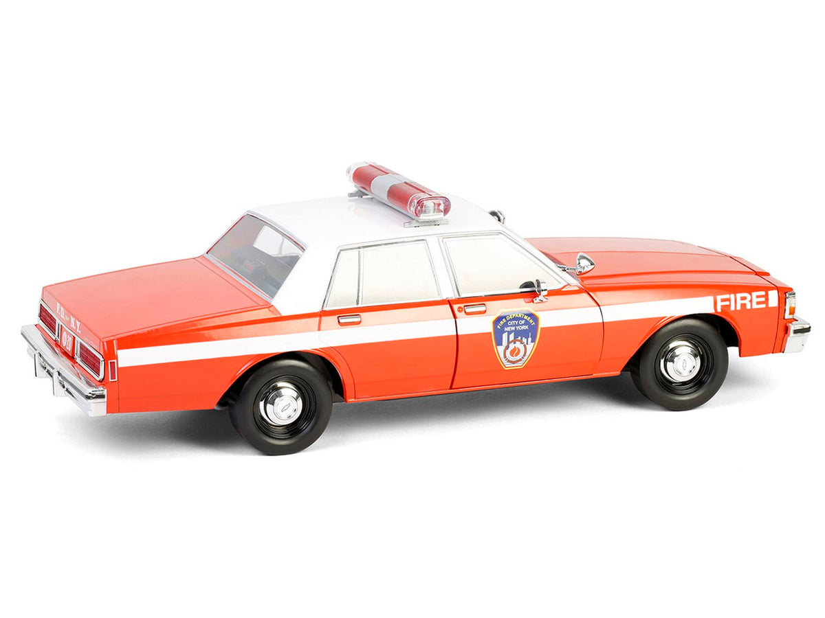 1987 Chevrolet Caprice 9C1 "FDNY (The Official Fire Department City of New York)" Red with White Top and Stripes "Artisan Collection" 1/18 Diecast Model Car by Greenlight-Greenlight-ModelCars.com