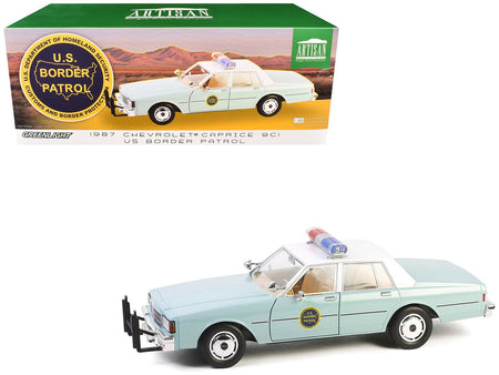 1987 Chevrolet Caprice 9C1 "US Border Patrol" Light Green with White Top "Artisan Collection" 1/18 Diecast Model Car by Greenlight-Greenlight-ModelCars.com