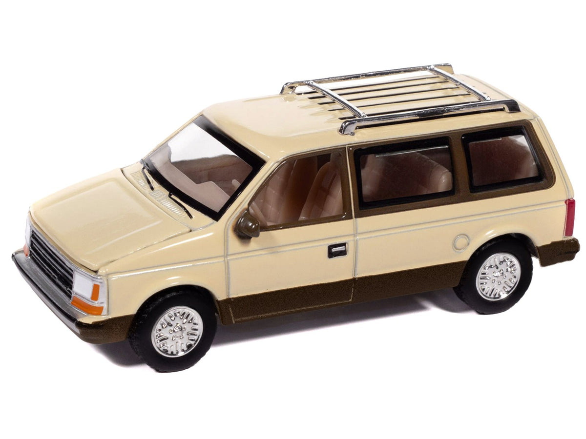 1987 Plymouth Voyager Van Light Cream and Golden Bronze Metallic 2-Tone "Mighty Minivans" Series 1/64 Diecast Model Car by Auto World-Autoworld-ModelCars.com