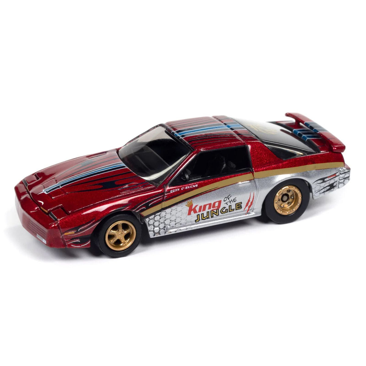 1987 Pontiac Firebird GTA "King of the Jungle" Red and Silver Metallic with Graphics "Muscle Cars USA" Series 1/64 Diecast Model Car by Johnny Lightning-Johnny Lightning-ModelCars.com