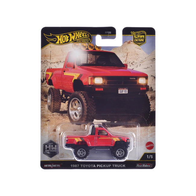 1987 Toyota Pickup Truck Red with Stripes "HW Off Road" Series Diecast Model Car by Hot Wheels - Hotwheels - ModelCars.com