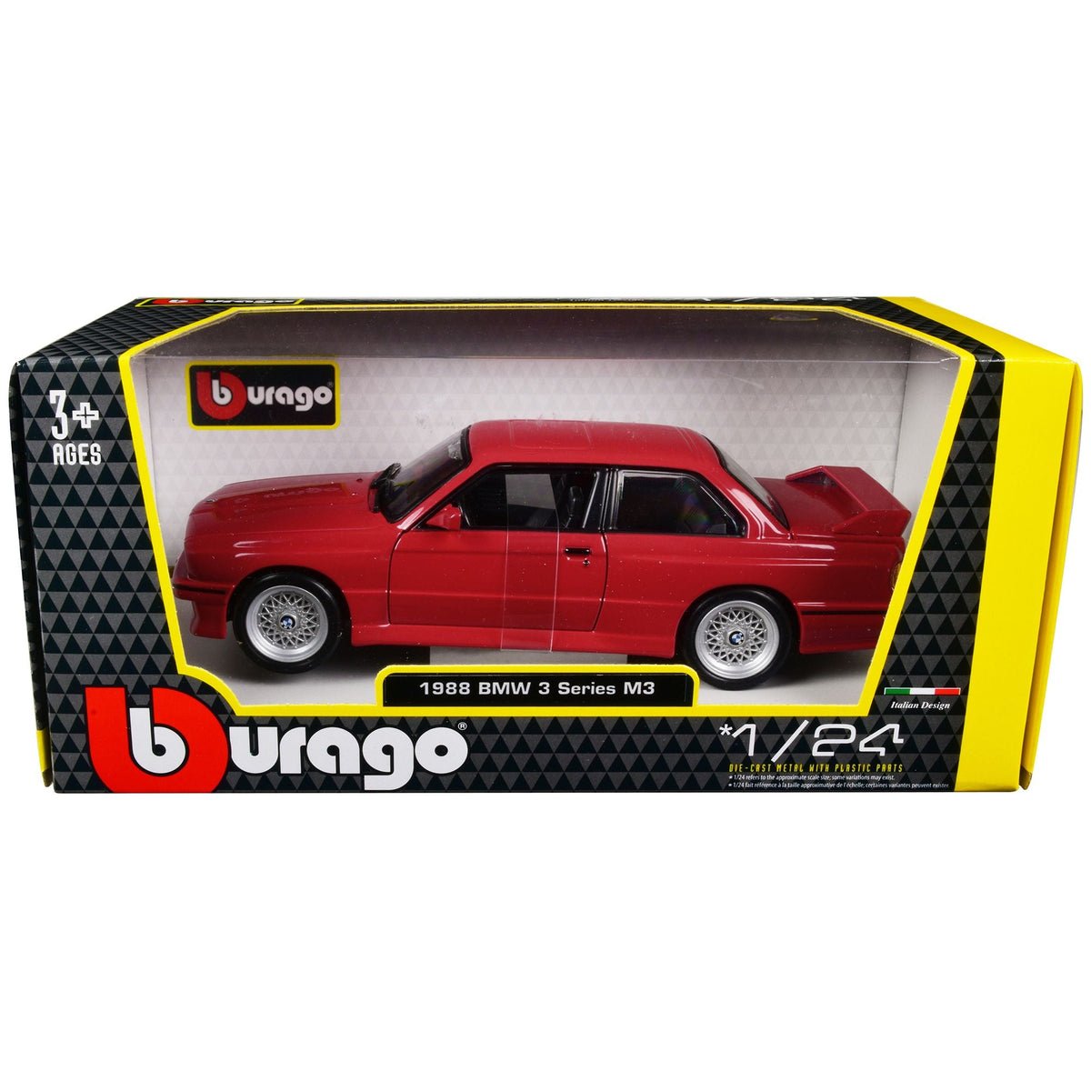 1988 BMW 3 Series M3 E30 Red 1/24 Diecast Model Car by Bburago-Bburago-ModelCars.com