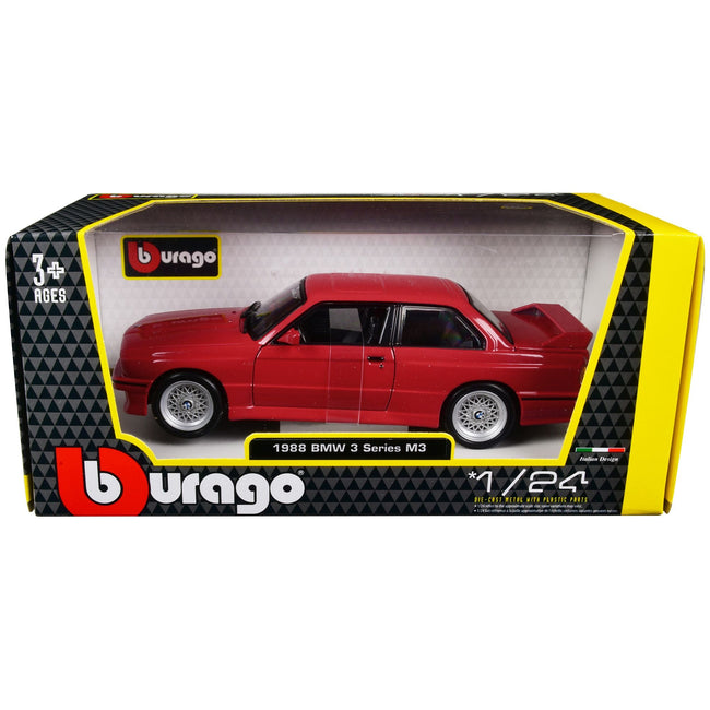 1988 BMW 3 Series M3 E30 Red 1/24 Diecast Model Car by Bburago-Bburago-ModelCars.com