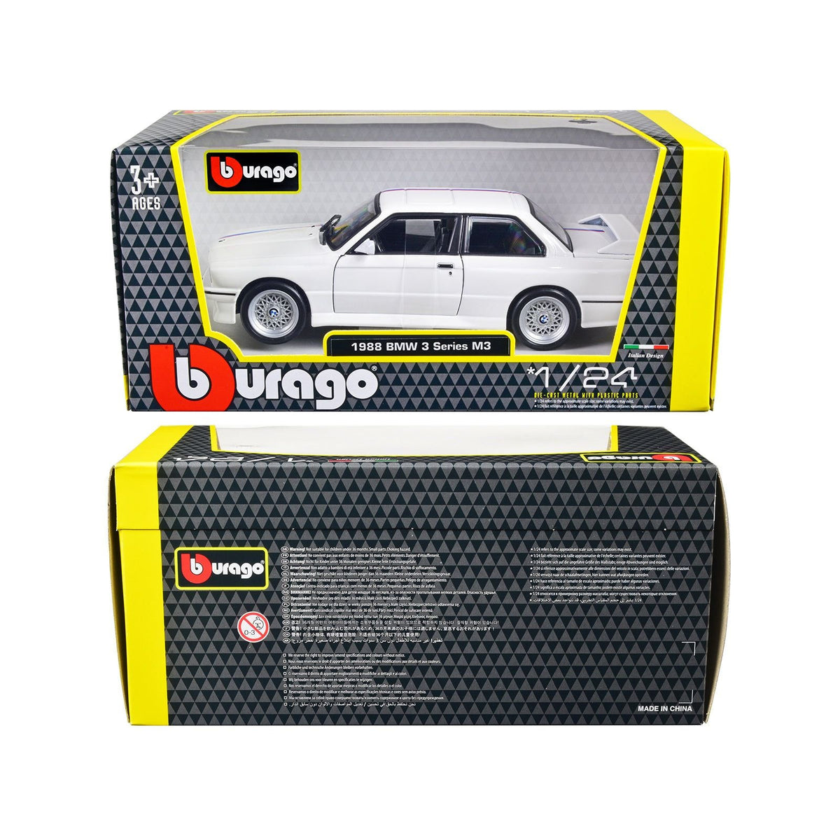 1988 BMW 3 Series M3 E30 White 1/24 Diecast Model Car by Bburago-Bburago-ModelCars.com