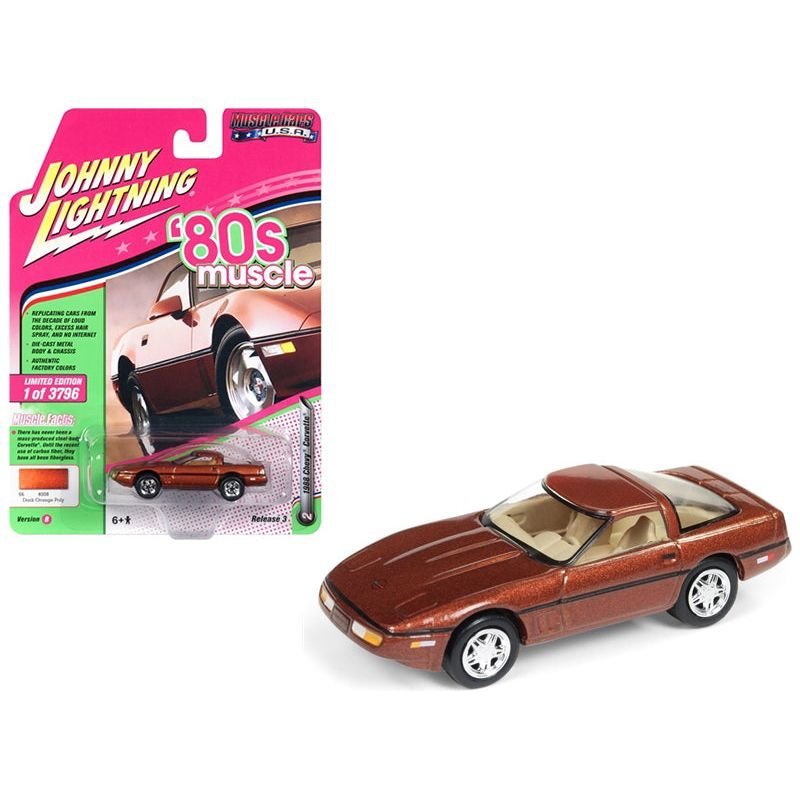 1988 Chevrolet Corvette Dark Bronze Metallic "80's Muscle" Limited Edition to 3796 pieces Worldwide 1/64 Diecast Model Car by Johnny Lightning-Johnny Lightning-ModelCars.com