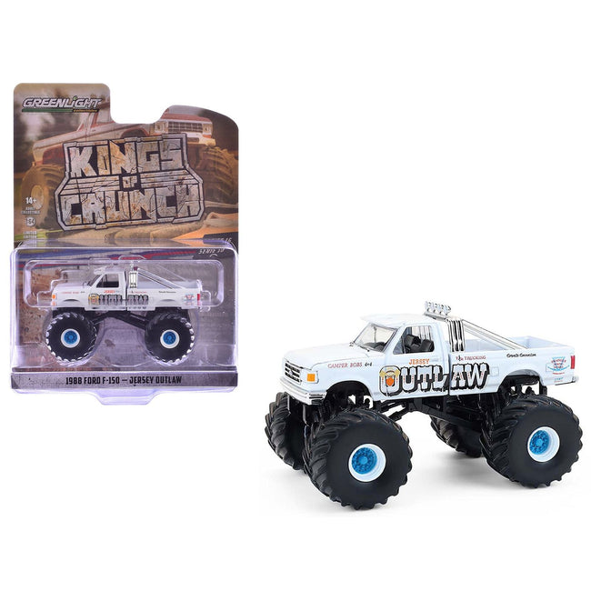 1988 Ford F-150 Monster Truck "Jersey Outlaw" White "Kings of Crunch" Series 16 1/64 Diecast Model Car by Greenlight-Greenlight-ModelCars.com