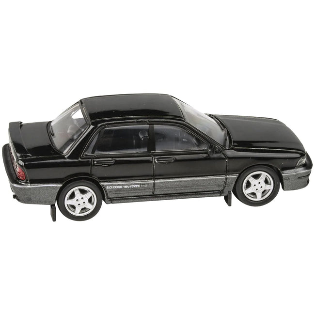 1988 Mitsubishi Galant VR - 4 Lamp Black and Chateau Silver 1/64 Diecast Model Car by Paragon Models - Paragon - ModelCars.com