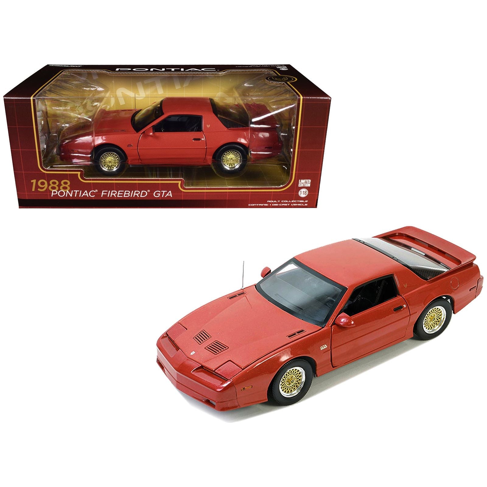 1988 Pontiac Firebird Trans Am GTA Flame Red 1/18 Diecast Model Car by Greenlight - Greenlight - ModelCars.com