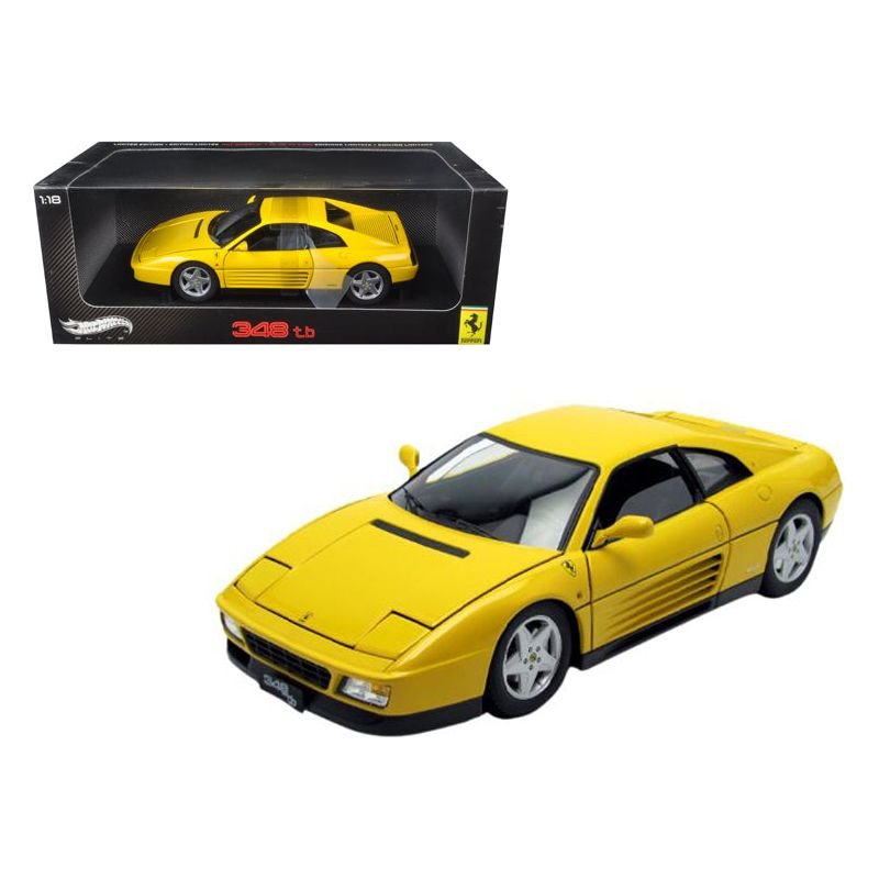 1989 Ferrari 348 TB Yellow Elite Edition 1/18 Diecast Car Model by Hot Wheels - Hotwheels - ModelCars.com