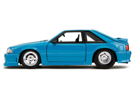 1989 Ford Mustang GT Blue with Black Hood Stripes "Fast & Furious" Series 1/24 Diecast Model Car by Jada-Jada-ModelCars.com