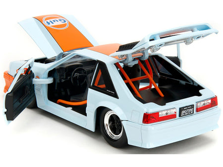 1989 Ford Mustang GT "Gulf Oil" Light Blue with Orange Stripe "Bigtime Muscle" Series 1/24 Diecast Model Car by Jada-Jada-ModelCars.com
