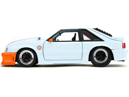 1989 Ford Mustang GT "Gulf Oil" Light Blue with Orange Stripe "Bigtime Muscle" Series 1/24 Diecast Model Car by Jada-Jada-ModelCars.com