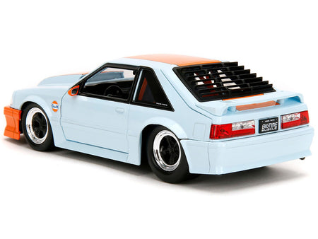 1989 Ford Mustang GT "Gulf Oil" Light Blue with Orange Stripe "Bigtime Muscle" Series 1/24 Diecast Model Car by Jada-Jada-ModelCars.com