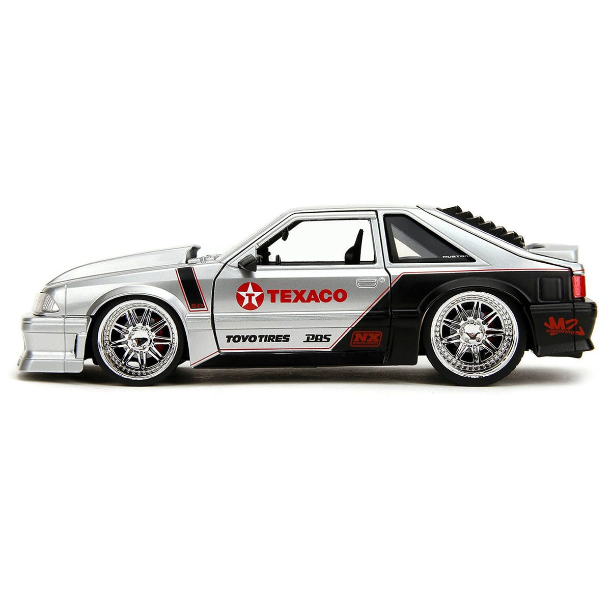 1989 Ford Mustang GT "Texaco" Silver Metallic and Matt Black "Bigtime Muscle" Series 1/24 Diecast Model Car by Jada-Jada-ModelCars.com