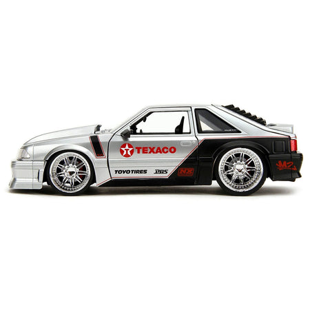 1989 Ford Mustang GT "Texaco" Silver Metallic and Matt Black "Bigtime Muscle" Series 1/24 Diecast Model Car by Jada-Jada-ModelCars.com