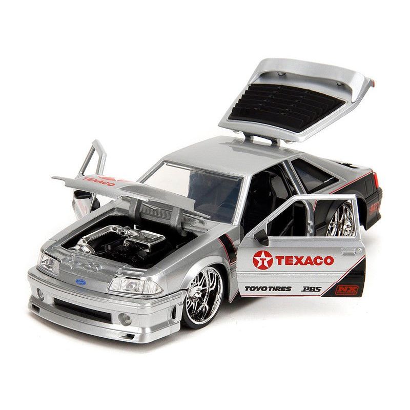 1989 Ford Mustang GT "Texaco" Silver Metallic and Matt Black "Bigtime Muscle" Series 1/24 Diecast Model Car by Jada-Jada-ModelCars.com