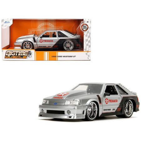 1989 Ford Mustang GT "Texaco" Silver Metallic and Matt Black "Bigtime Muscle" Series 1/24 Diecast Model Car by Jada-Jada-ModelCars.com