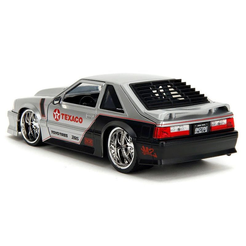 1989 Ford Mustang GT "Texaco" Silver Metallic and Matt Black "Bigtime Muscle" Series 1/24 Diecast Model Car by Jada-Jada-ModelCars.com