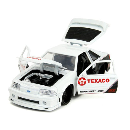 1989 Ford Mustang GT "Texaco" White and Matt Black with Graphics "Bigtime Muscle" Series 1/24 Diecast Model Car by Jada-Jada-ModelCars.com