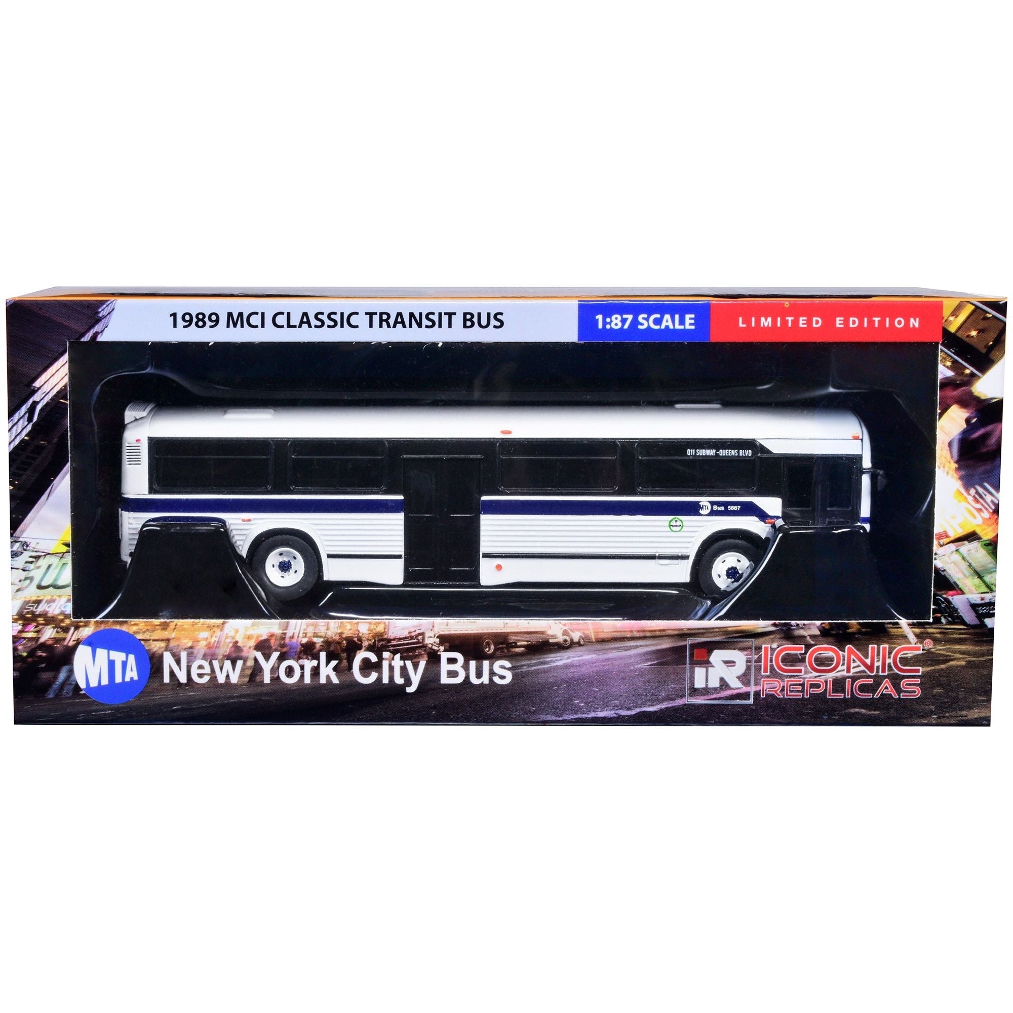 1989 MCI Classic Transit Bus MTA New York "Q11 Subway - Queens Blvd." "MTA New York City Bus" Series 1/87 Diecast Model by Iconic Replicas - Iconic Replicas - ModelCars.com