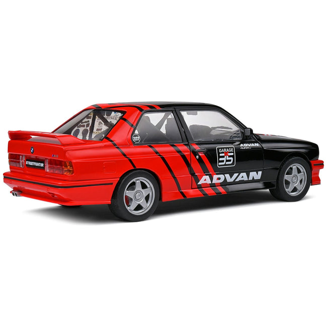 1990 BMW E30 M3 Black and Red with Graphics "ADVAN Drift Team" "Competition" Series 1/18 Diecast Model Car by Solido - Solido - ModelCars.com