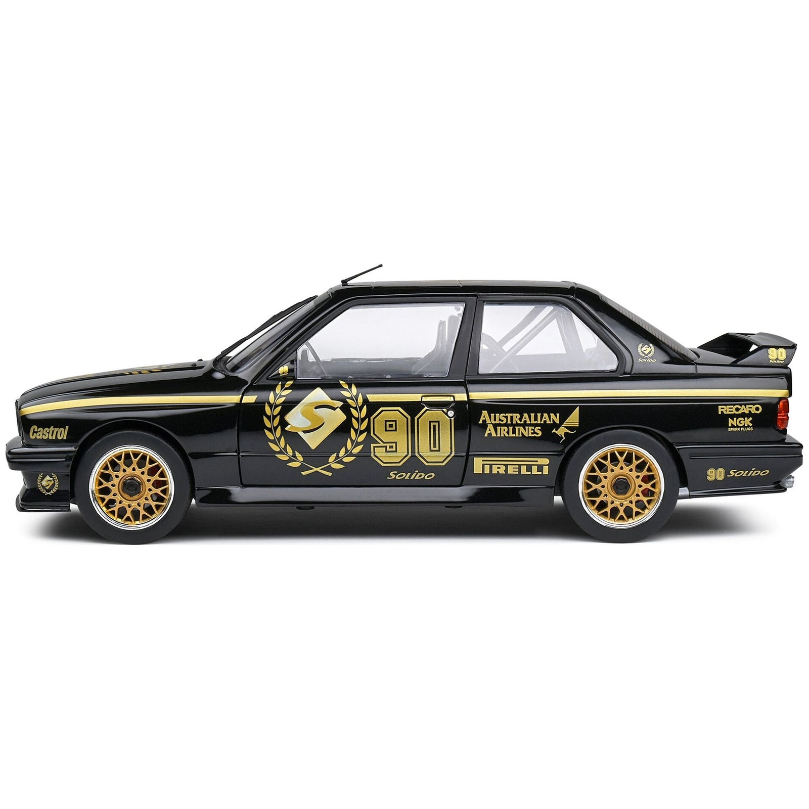 1990 BMW E30 M3 Black "Solido 90th Anniversary" Livery Limited Edition "Competition" Series 1/18 Diecast Model Car by Solido - Solido - ModelCars.com