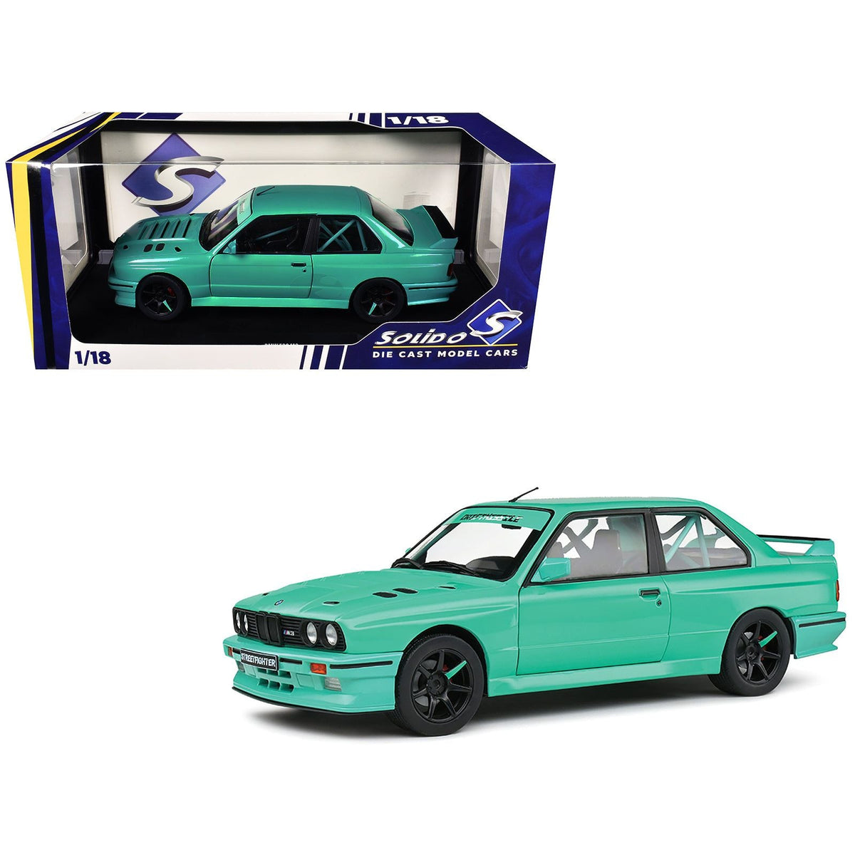 1990 BMW E30 M3 Custom "Drift Missile" Tiffany Blue 1/18 Diecast Model Car by Solido-Solido-ModelCars.com