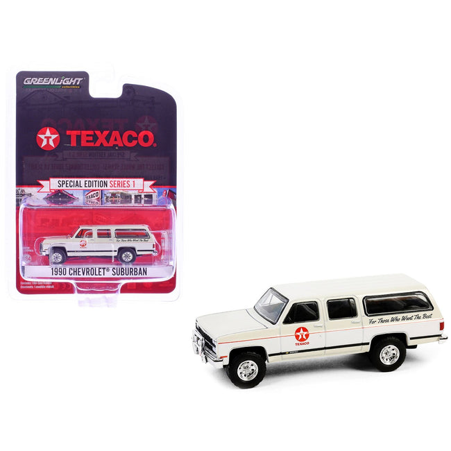 1990 Chevrolet Suburban "Texaco" Cream and White "Texaco Special Edition" Series 1 1/64 Diecast Model Car by Greenlight-Greenlight-ModelCars.com