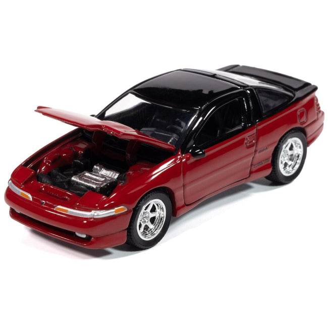 1990 Eagle Talon TSi Flash Red with Black Top and Sun Roof "Import Legends" Series 1/64 Diecast Model Car by Auto World-Autoworld-ModelCars.com
