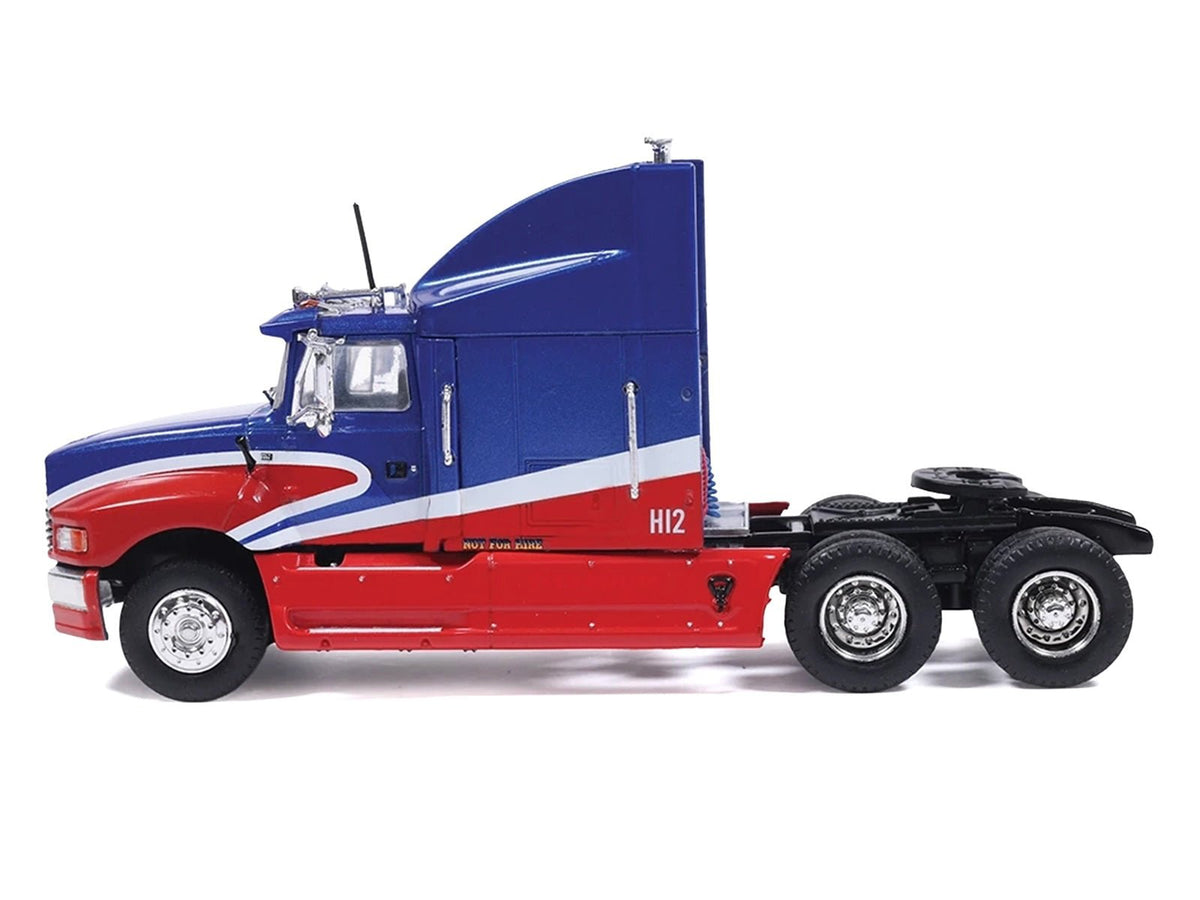 1990 Ford Aeromax Truck Tractor Blue Metallic and Red with White Stripes 1/64 Diecast Model Car by IXO Models-IXO-ModelCars.com