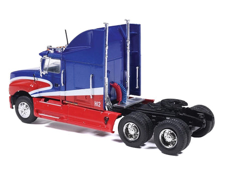 1990 Ford Aeromax Truck Tractor Blue Metallic and Red with White Stripes 1/64 Diecast Model Car by IXO Models-IXO-ModelCars.com
