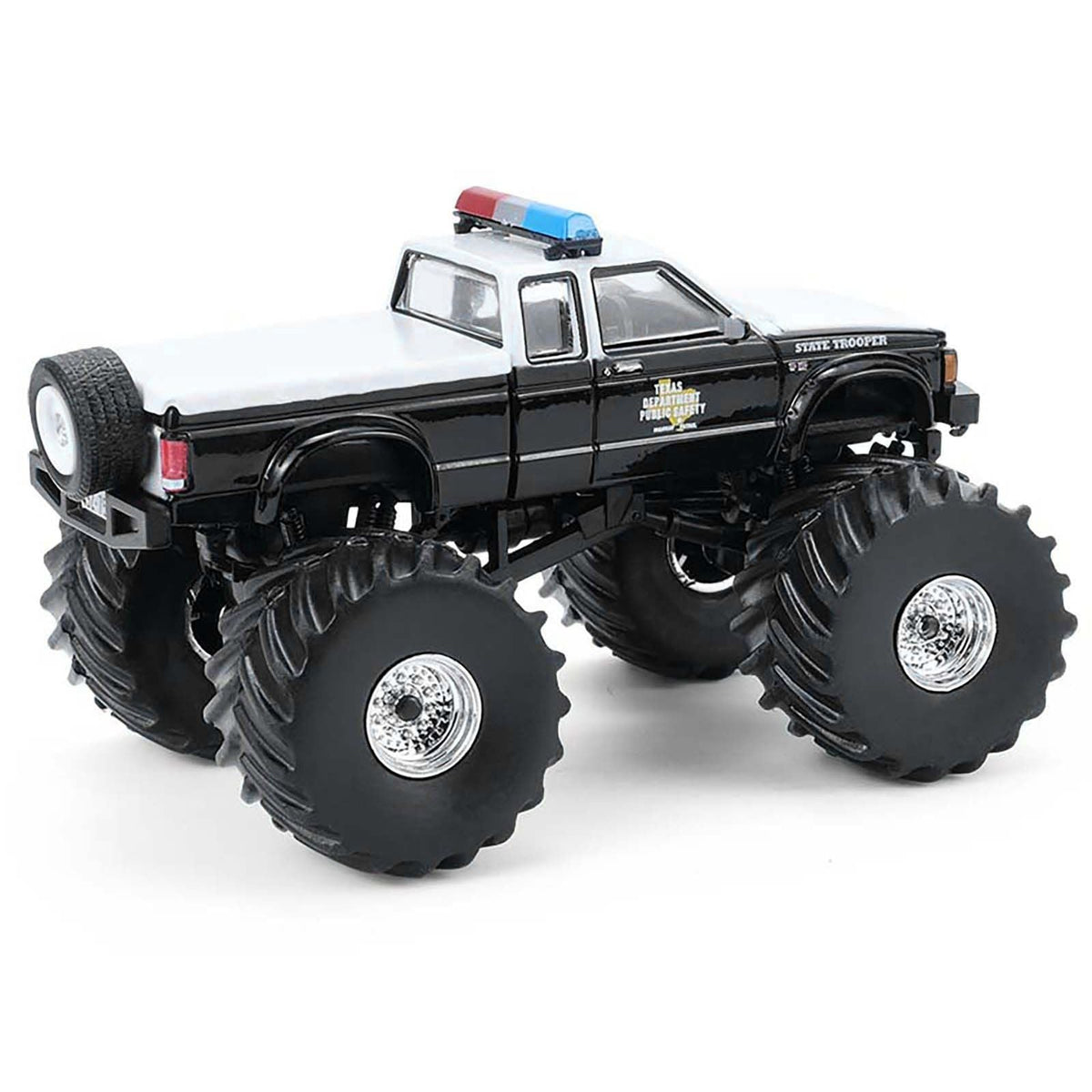 1990 GMC S-15 Monster Truck "Texas Department of Public Safety" Black and White "Kings of Crunch - Hot Pursuit" Special Edition 1/64 Diecast Model Car by Greenlight-Greenlight-ModelCars.com
