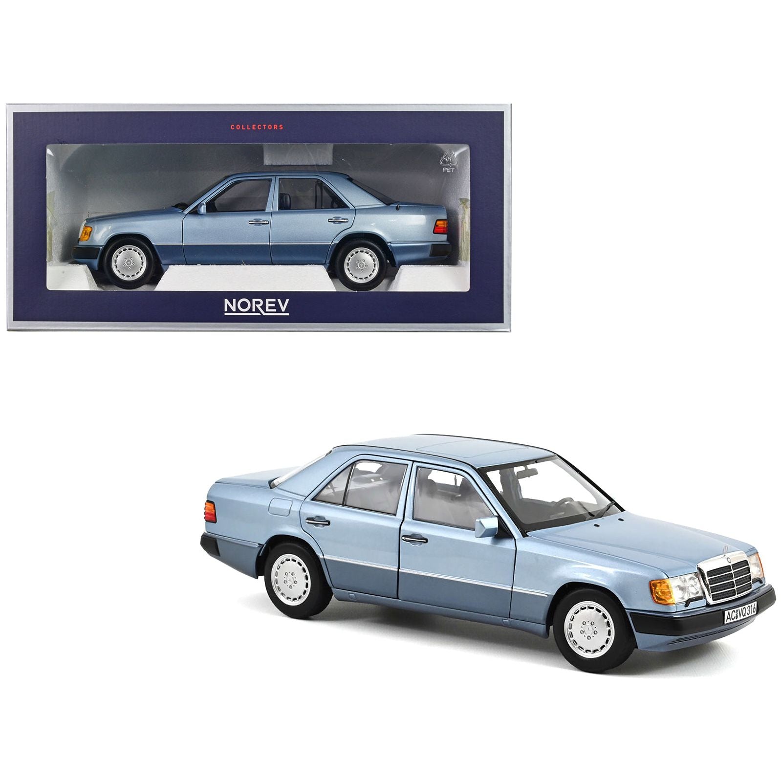 1990 Mercedes - Benz 230 E Light Blue Metallic 1/18 Diecast Model Car by Norev - Norev - ModelCars.com
