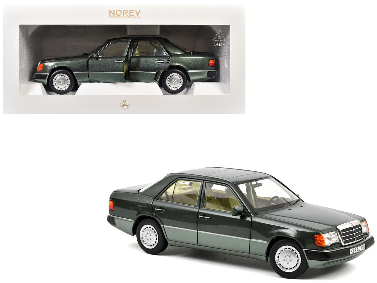 1990 Mercedes-Benz 230 E Night Green Metallic with Green Interior 1/18 Diecast Model Car by Norev-Norev-ModelCars.com