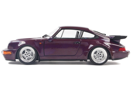 1990 Porsche 911 (964) Turbo Violet Blue Metallic 1/18 Diecast Model Car by Solido-Solido-ModelCars.com