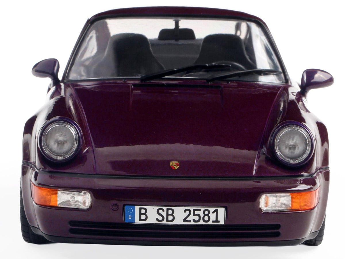 1990 Porsche 911 (964) Turbo Violet Blue Metallic 1/18 Diecast Model Car by Solido-Solido-ModelCars.com